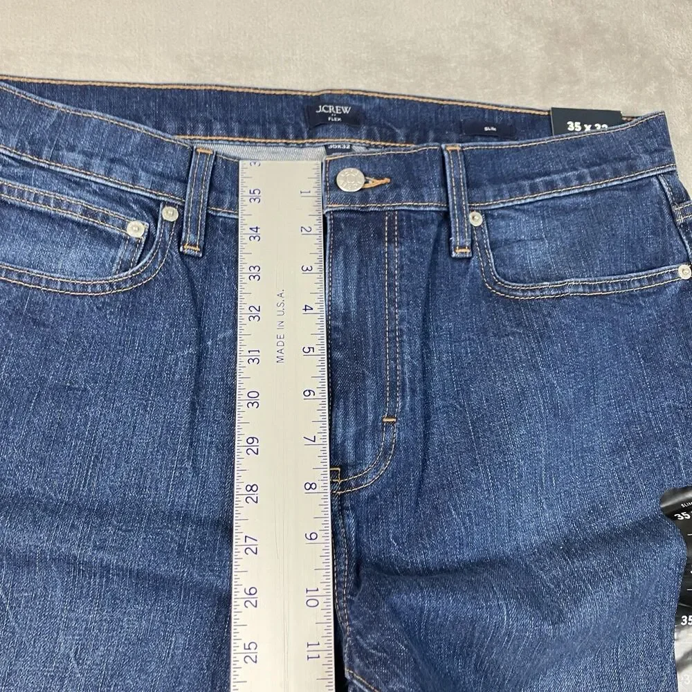 J.Crew Flex Slim Mens Jeans 35x32* Blue Denim 5 Pocket Stretch Preppy